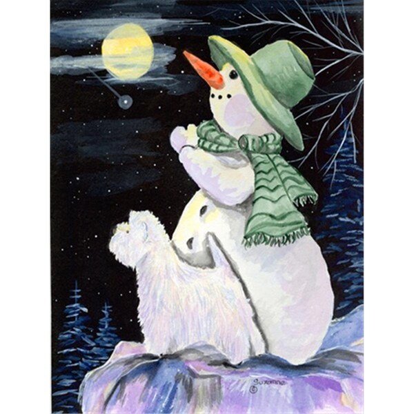 Patioplus 28 x 40 in. Snowman with Westie House Size Canvas Flag - PA55224