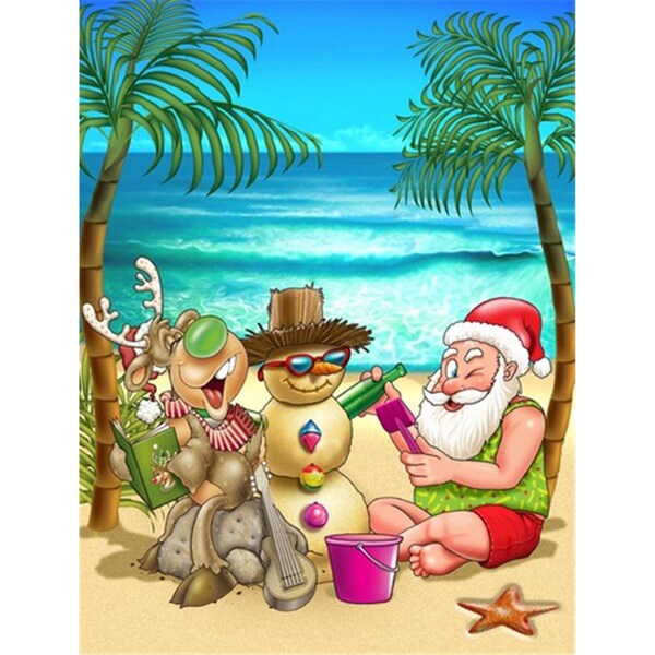 Patioplus Beach Christmas Santa Claus & Sandman Flag Garden Size - PA892688