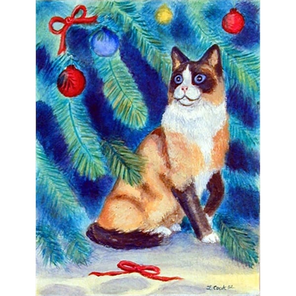 Carolines Treasures 28 x 40 in. Christmas Tree Cat Flag Canvas House Size - 7155CHF