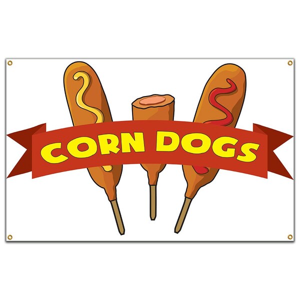 Signmission Corn Dogs Banner Heavy Duty 13 Oz Vinyl with Grommets Single Sided - B-60 CORN DOGS