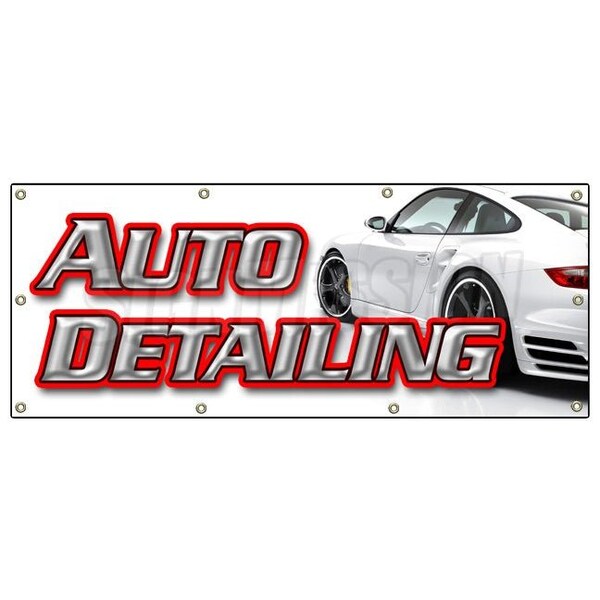 Signmission AUTO DETAILING BANNER SIGN car wash wax signs carwash - B-96 AUTO DETAILING
