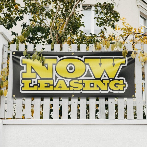 Signmission Now Leasing, 24 Inch x 72 Inch, Vinyl Banner - B-72-30762