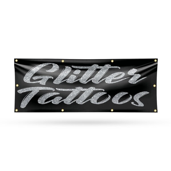 Signmission Glitter Tattoos, 36 Inch x 96 Inch, Vinyl Banner - B-96-30670