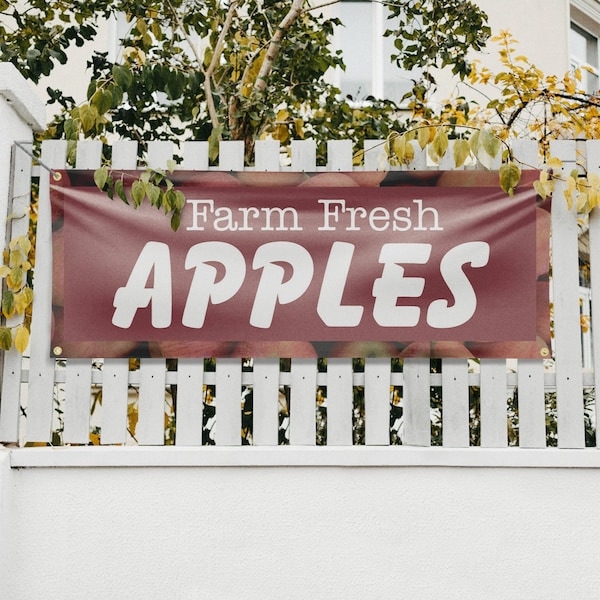 Signmission Farm Fresh Apples, 18 Inch x 48 Inch, Vinyl Banner - B-30572