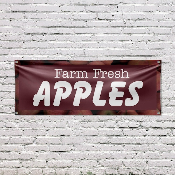 Signmission Farm Fresh Apples, 18 Inch x 48 Inch, Vinyl Banner - B-30572