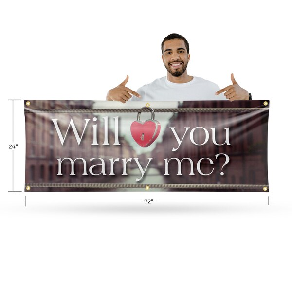 Signmission Will You Marry Me, 24 Inch x 72 Inch, Vinyl Banner - B-72-30943