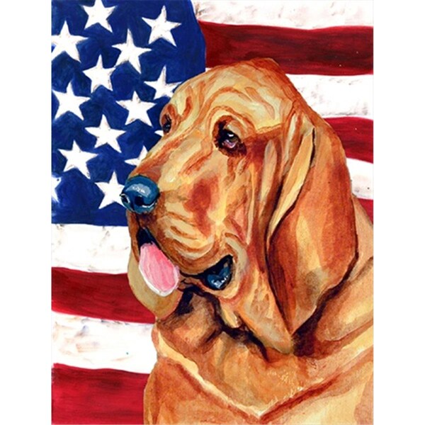 Patioplus 28 x 40 in. USA American Flag with Bloodhound House Size Canvas Flag - PA2554594