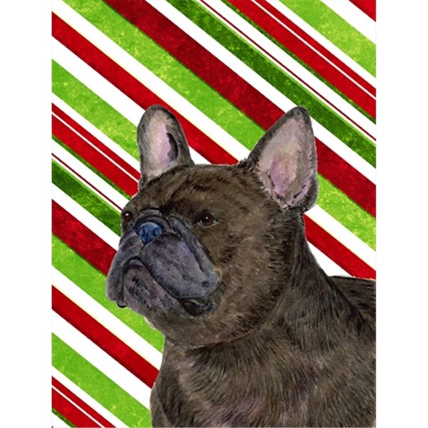 Patioplus 11 x 15 In. French Bulldog Candy Cane Holiday Christmas Flag; Garden Size - PA247227