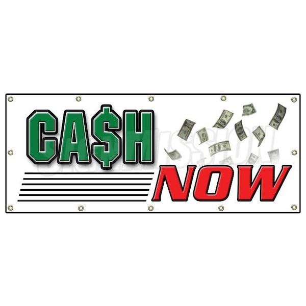 Signmission CASH NOW BANNER SIGN payday advance title pawn shop for gold - B-120 CASH NOW