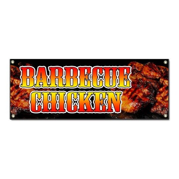Signmission BARBECUE CHICKEN BANNER SIGN smoked bbq grill fire Bar-B-Que fresh hot - B-72 BARBEQUE CHICKEN