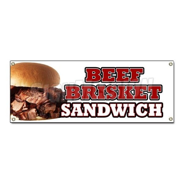 Signmission BEEF BRISKET SANDWICH BANNER SIGN slow cooked bar b que texas smoked - B-BEEF BRISKET SANDWICH