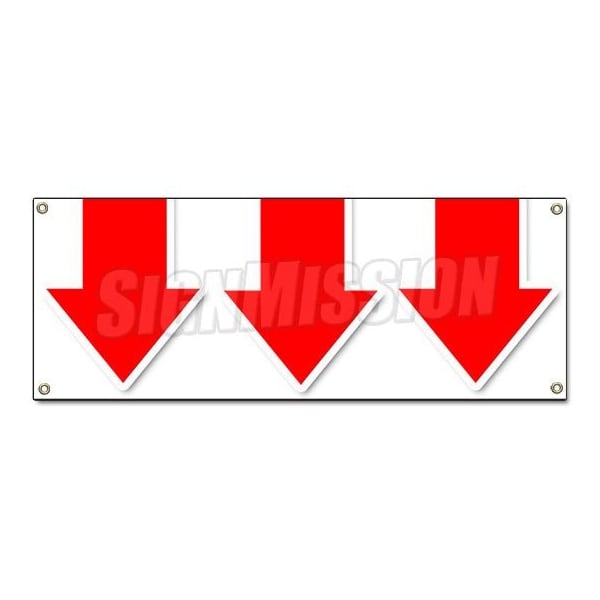 Signmission GIANT DOWN ARROW BANNER SIGN turn here sale follow directions arrived - B-GIANT DOWN ARROW