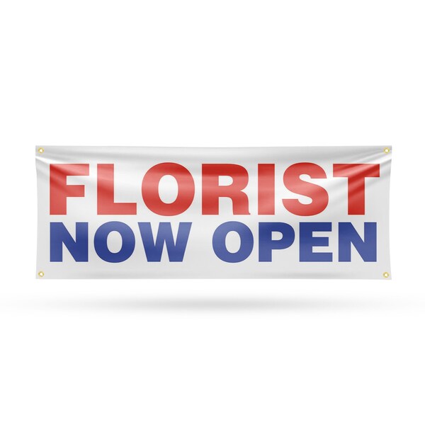 Signmission Florist Now Open, 18 Inch x 48 Inch, Vinyl Banner - B-30638