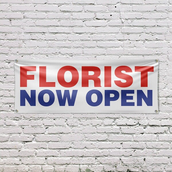 Signmission Florist Now Open, 18 Inch x 48 Inch, Vinyl Banner - B-30638