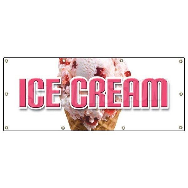 Signmission ICE CREAM BANNER SIGN cart shop cone signs sundae homemade - B-96 ICE CREAM