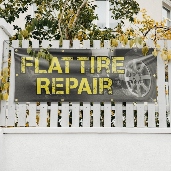 Signmission Flat Tire Repair, 36 Inch x 96 Inch, Vinyl Banner - B-96-30632