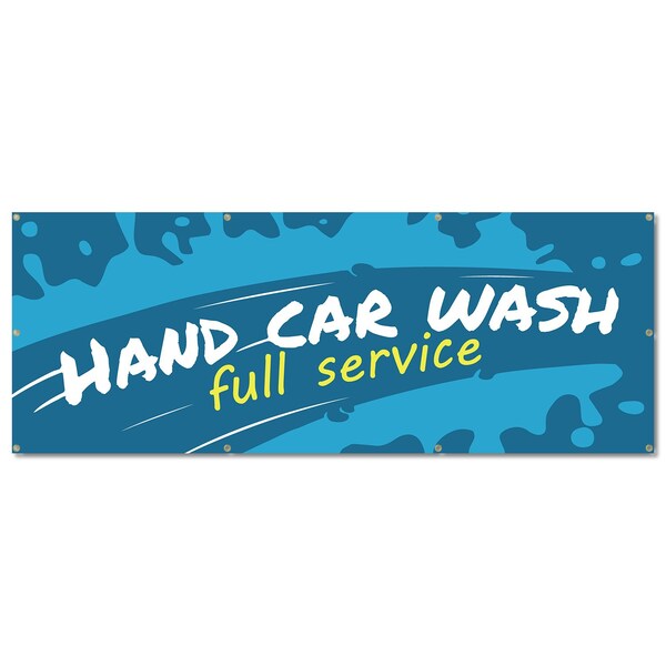 Signmission Hand Car Wash, 36 Inch, Banner - B-96-30386