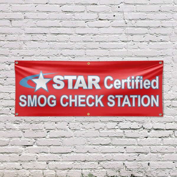 Signmission Star Certified Smog Check Station, 24 Inch x 72 Inch, Vinyl Banner - B-72-30865