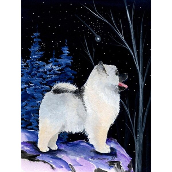 Carolines Treasures Starry Night Keeshond Canvas Flag - House Size- 28 x 40 in. - SS8380CHF