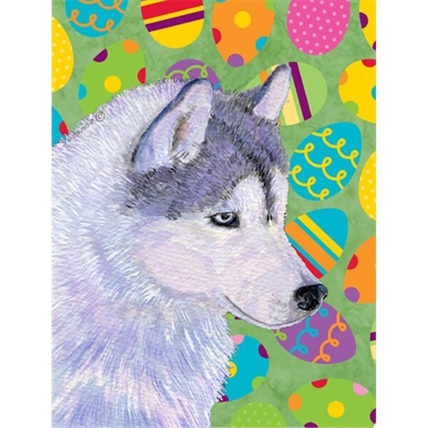 Carolines Treasures 28 x 40 in. Siberian Husky Easter Eggtravaganza House Size Canvas Flag - SS4809CHF