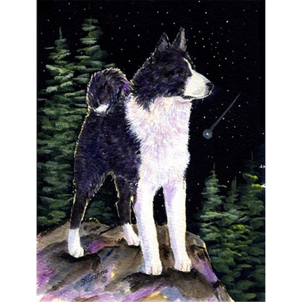 Carolines Treasures Starry Night Karelian Bear Dog Canvas Flag - House Size- 28 x 40 in. - SS8483CHF