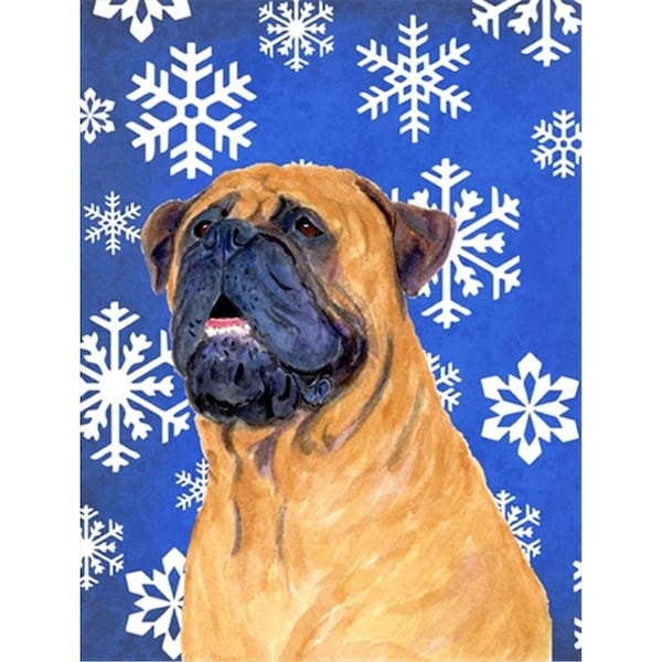 Carolines Treasures 28 x 40 in. Mastiff Winter Snowflakes Holiday Flag Canvas House Size - SS4658CHF