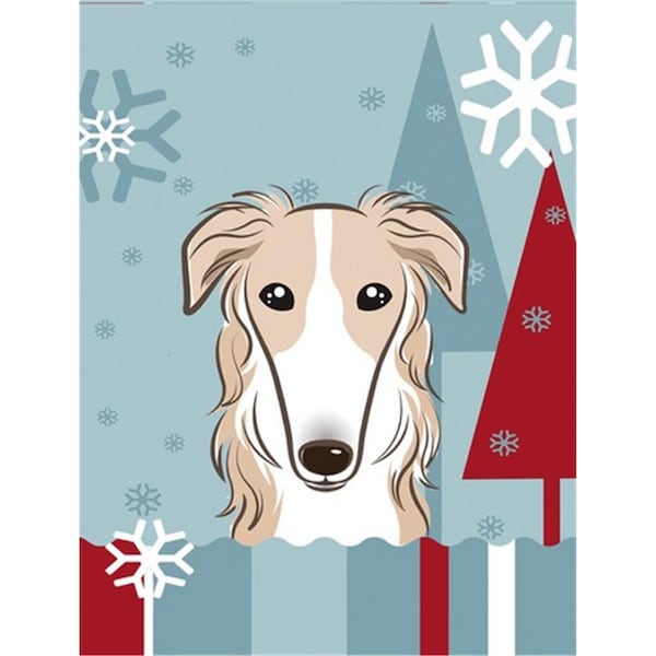 Carolines Treasures Winter Holiday Borzoi Flag Canvas House Size - BB1724CHF