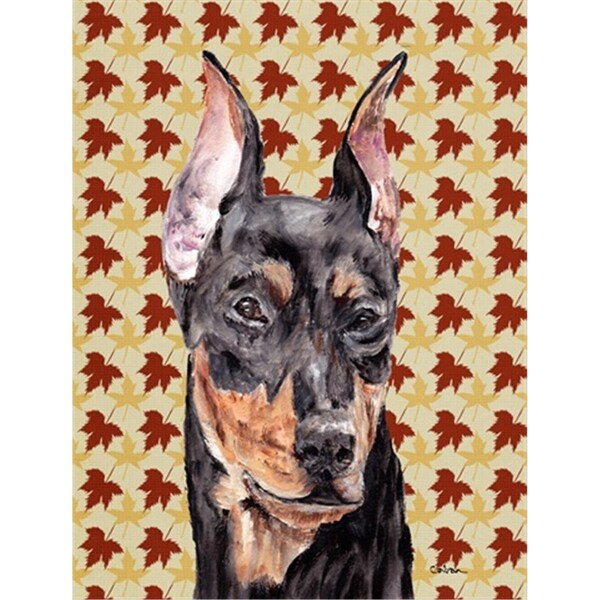 Carolines Treasures German Pinscher Fall Leaves Flag Canvas House Size - SC9692CHF