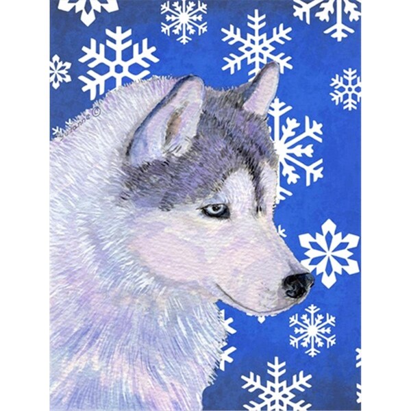 Patioplus 11 x 15 In. Siberian Husky Winter Snowflakes Holiday Flag; Garden Size - PA252007