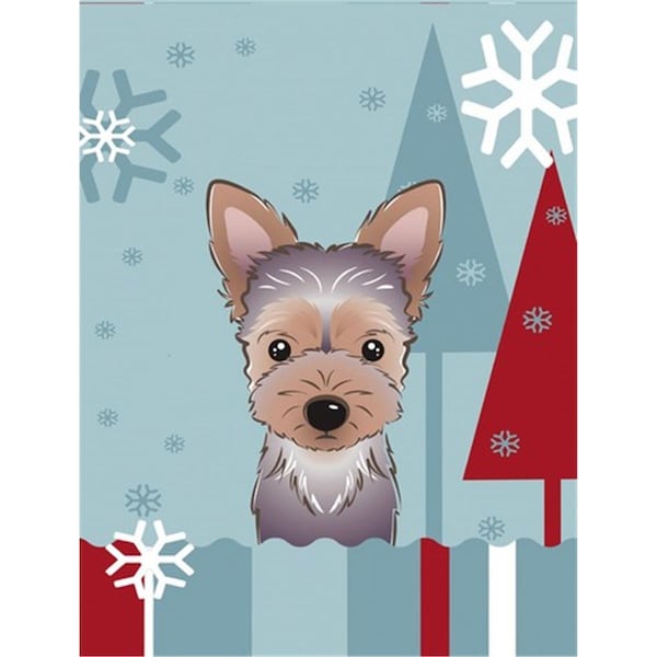 Carolines Treasures Winter Holiday Yorkie Puppy Flag Canvas House Size - BB1728CHF