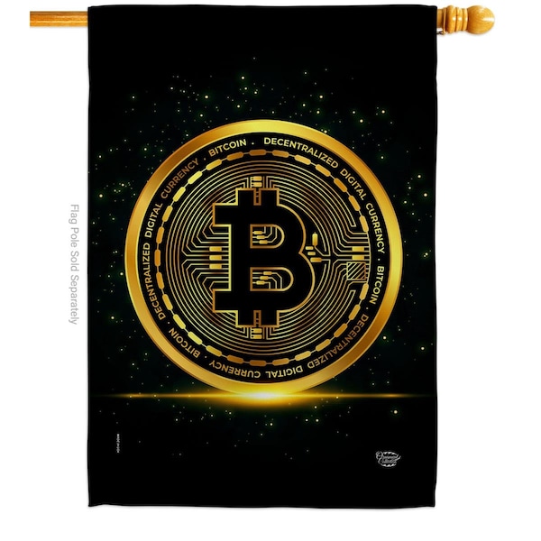 Cuadrilatero Bitcoin Novelty Merchant 28 x 40 in. Dbl-Sided Vertical House Flags for Decoration Banner Garden - CU4105434