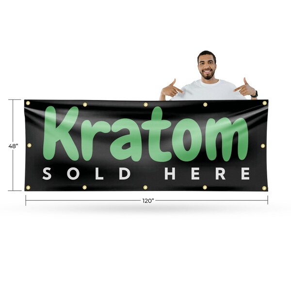 Signmission Kratom Sold Here, 48 Inch x 120 Inch, Vinyl Banner - B-120-30720