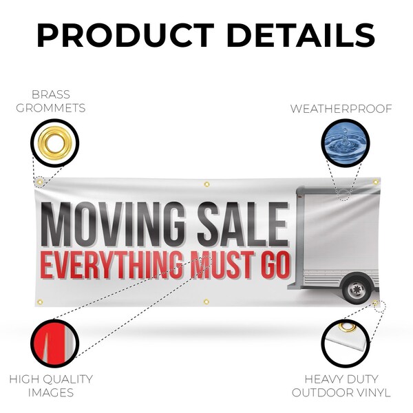 Signmission Moving Sale Everything Must Go, 24 Inch x 72 Inch, Vinyl Banner - B-72-30743