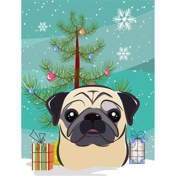 Patioplus Christmas Tree And Fawn Pug Flag Garden Size - PA55693