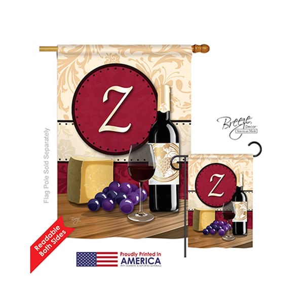 Gardencontrol 30234 Wine Z Monogram 2-Sided Vertical Impression House Flag - 28 x 40 in. - GA4156341