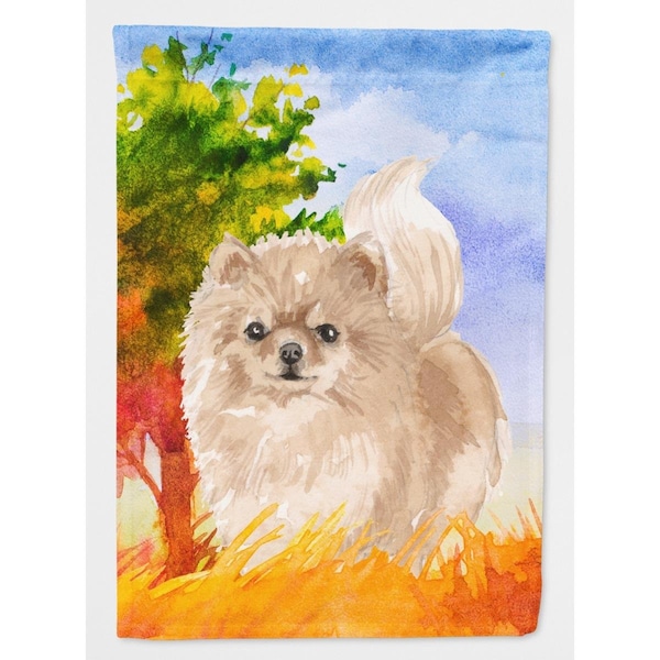 Carolines Treasures Fall Pomeranian Flag Canvas House Size - CK1935CHF
