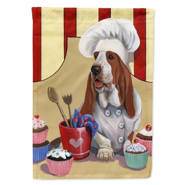 Carolines Treasures 28 x 0.01 x 40 in. Basset Hound Cupcake Hound Canvas House Flag - PPP3011CHF