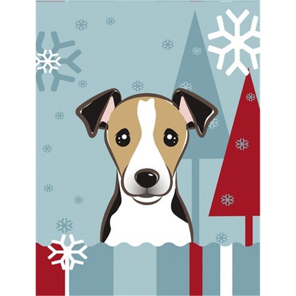 Carolines Treasures Winter Holiday Jack Russell Terrier Flag Canvas House Size - BB1757CHF