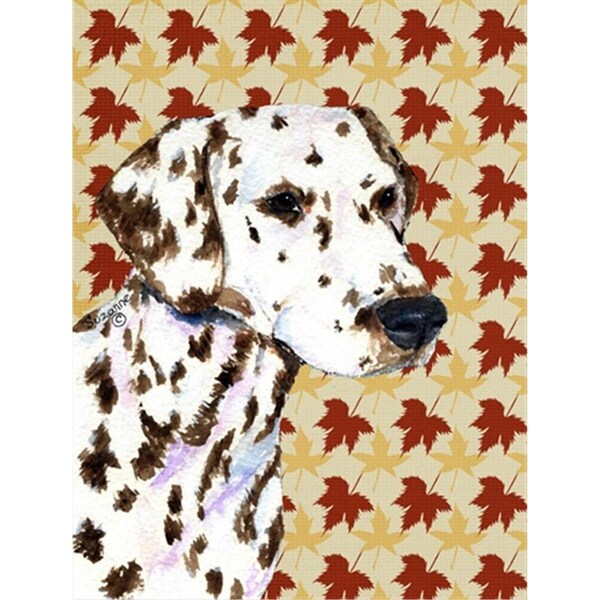 Patioplus 15 x 15 in. Dalmatian Fall Leaves Portrait Flag Garden Size - PA247616