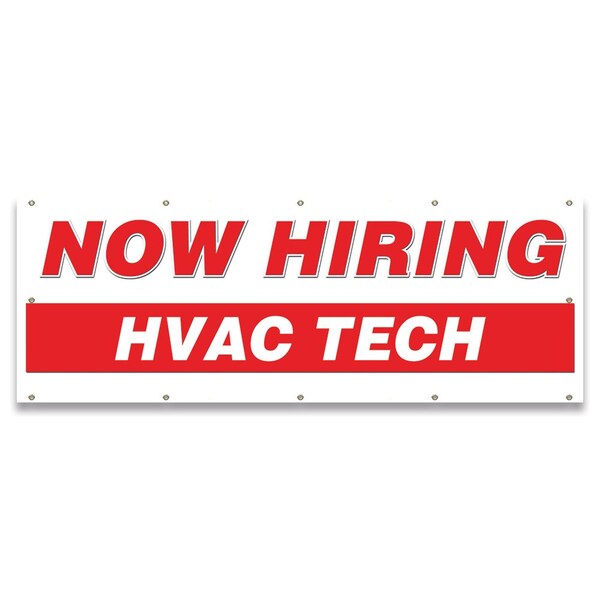 Signmission Now Hiring HVAC Tech Banner Apply Inside Accepting Application Single Sided - B-120-30260