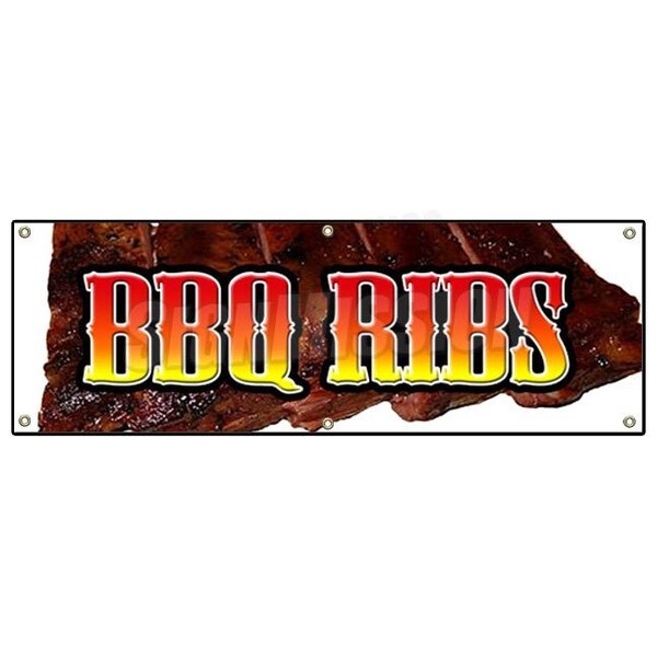 Signmission BBQ RIBS BANNER SIGN barbque bar-b-q bbq pork smoked southern Texas beef - B-72 BBQ RIBS