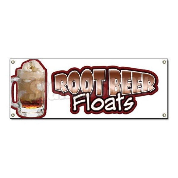 Signmission ROOT BEER FLOATS BANNER SIGN rootbeer float mug ice cream soda sundae cone - B-ROOT BEER FLOATS