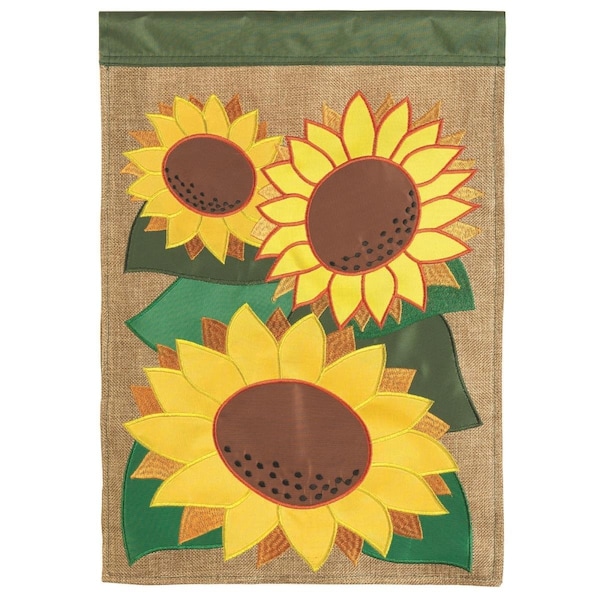 Magnolia Gardens 13 x 18 in Sunflowers Double Applique Garden Flag - M011433