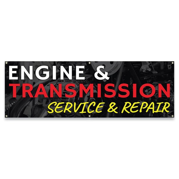 Signmission Engine and Transmission Service & Repair Banner Concession Stand Food Truck Single Sided - B-72-30051