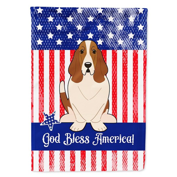 Carolines Treasures Patriotic USA Basset Hound Flag Canvas House Size - BB3016CHF