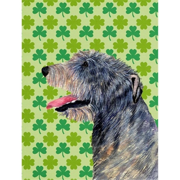 Patioplus Irish Wolfhound St. Patricks Day Shamrock Portrait Flag Garden Size - PA55288