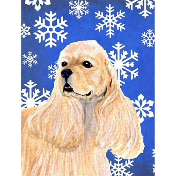 Patioplus 11 x 15 in. Cocker Spaniel Winter Snowflakes Holiday Flag Garden Size - PA247277