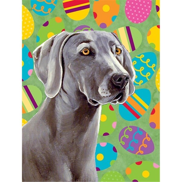 Carolines Treasures 28 x 40 in. Weimaraner Easter Eggtravaganza House Size Canvas Flag - LH9431CHF