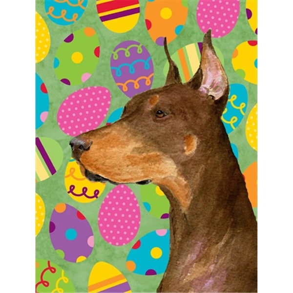 Carolines Treasures 28 x 40 in. Doberman Easter Eggtravaganza House Size Canvas Flag - SS4813CHF
