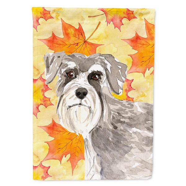 Carolines Treasures Fall Leaves Schnauzer No.1 Flag Canvas House Size - CK1829CHF